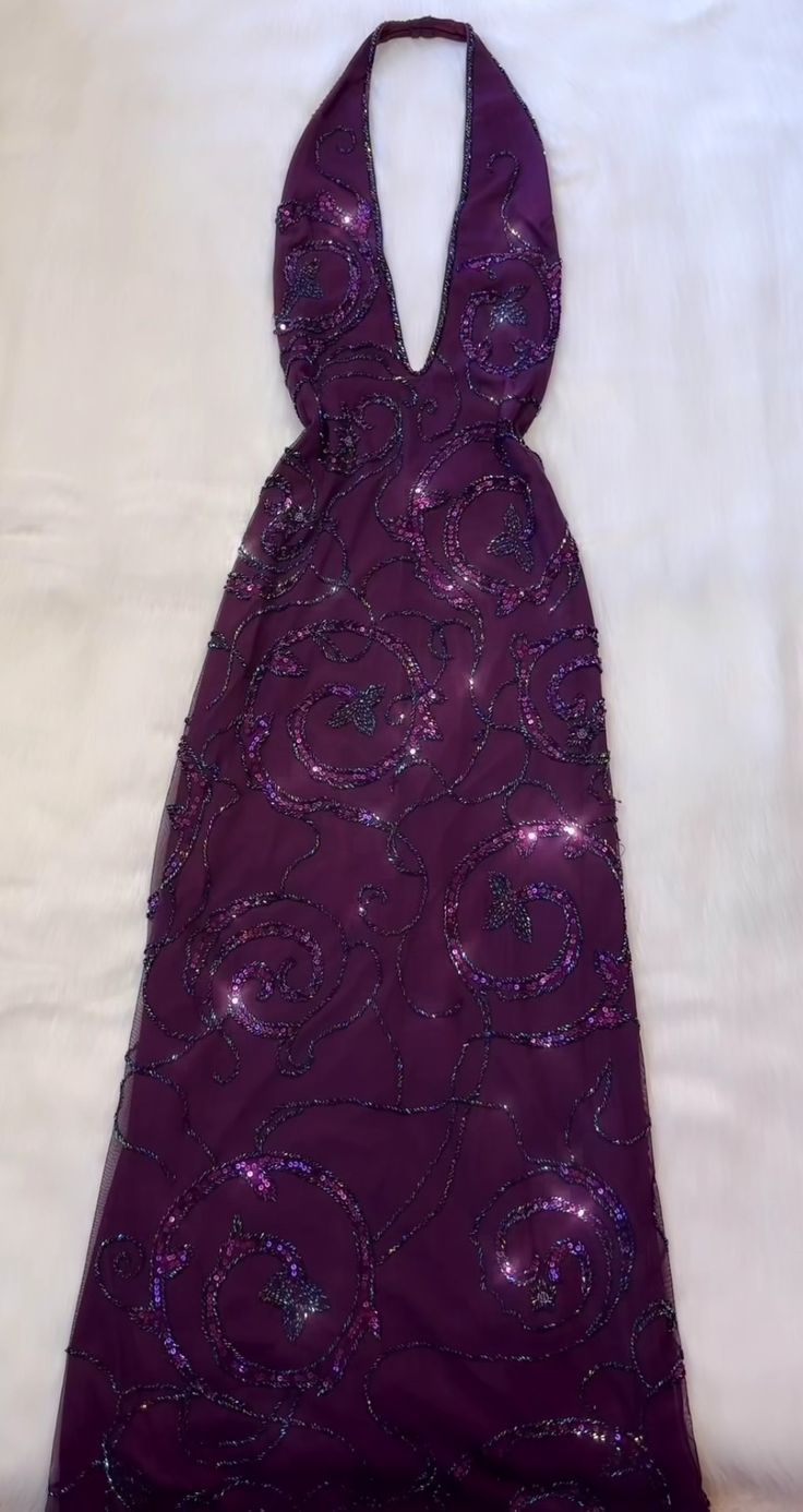 Gorgeous Halter Deep V Neck Evening Dress Sexy Purple Party Prom Dress