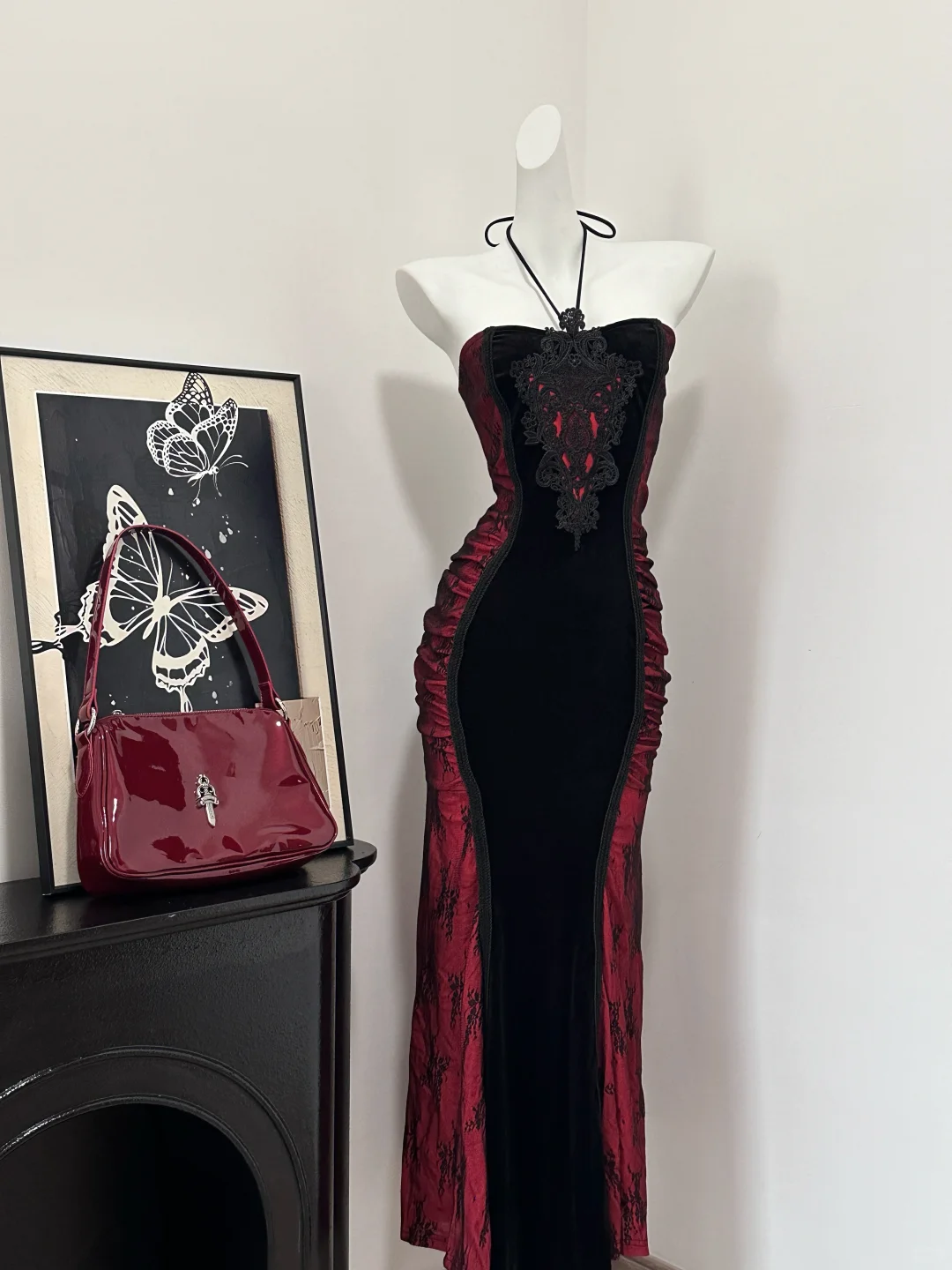 Vintage Halter Sheath Long Birthday Party Dress Evening Dress