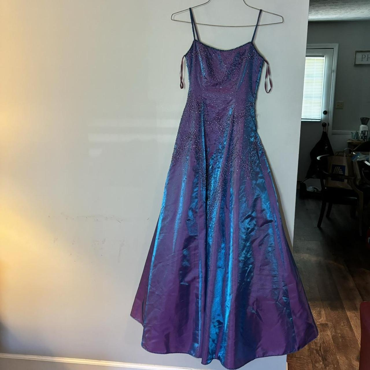 Gorgeous Purple Beaded A Line Evening Gown Spaghetti Straps Party Prom Dress Y7955 - View 8 | VelvetHem