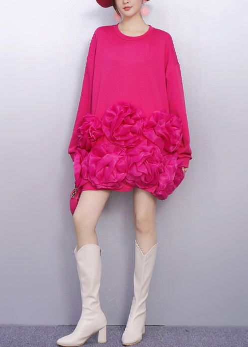 Unique Rose Oversized Floral Cotton Tea Dress Spring