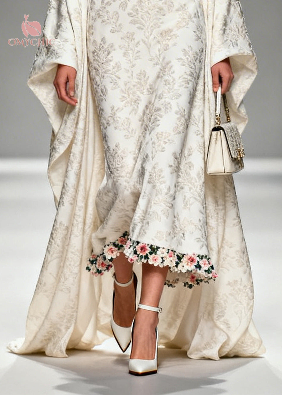 Unique White Jacquard Flower Patchwork Silk Vacation Dresses Summer