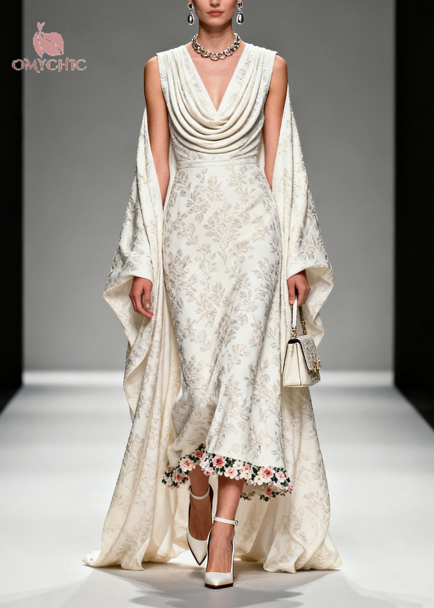 Unique White Jacquard Flower Patchwork Silk Vacation Dresses Summer
