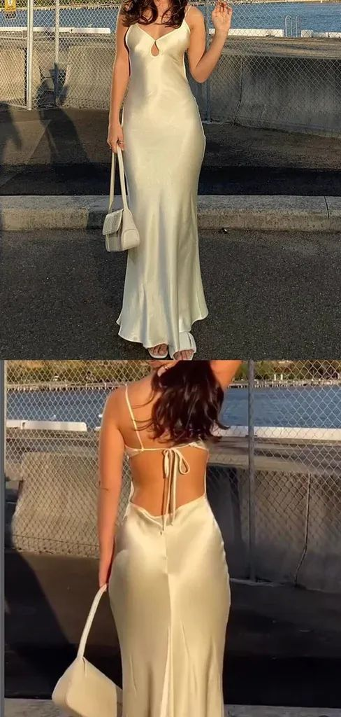 Elegant White Spaghetti Straps Mermaid Evening Dress Formal Prom Dress Y7786 - View 3 | VelvetHem