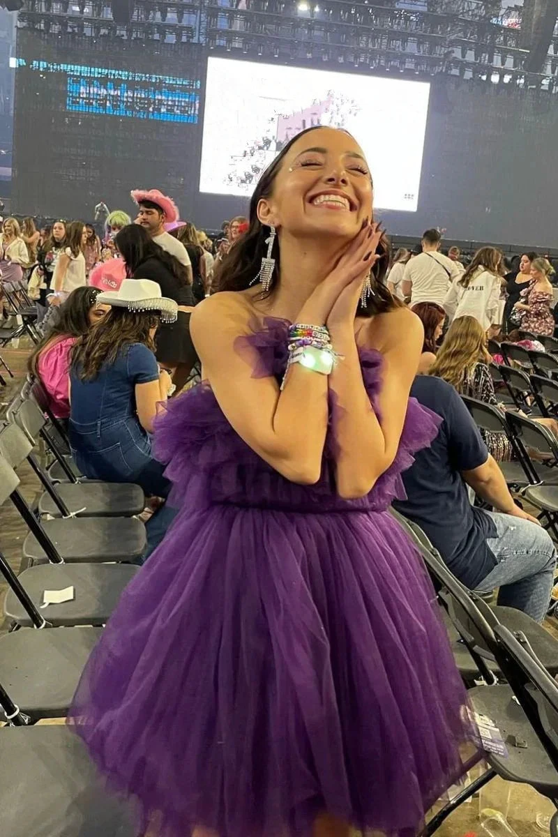 Dark Purple A-line Tulle Homecoming Dress (ZD11942)