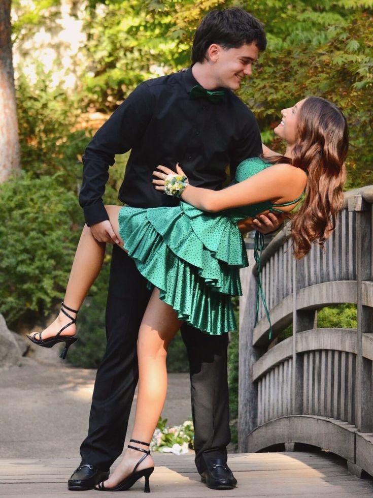 V-Neck Green Satin Homecoming Dress Layered Short Dress