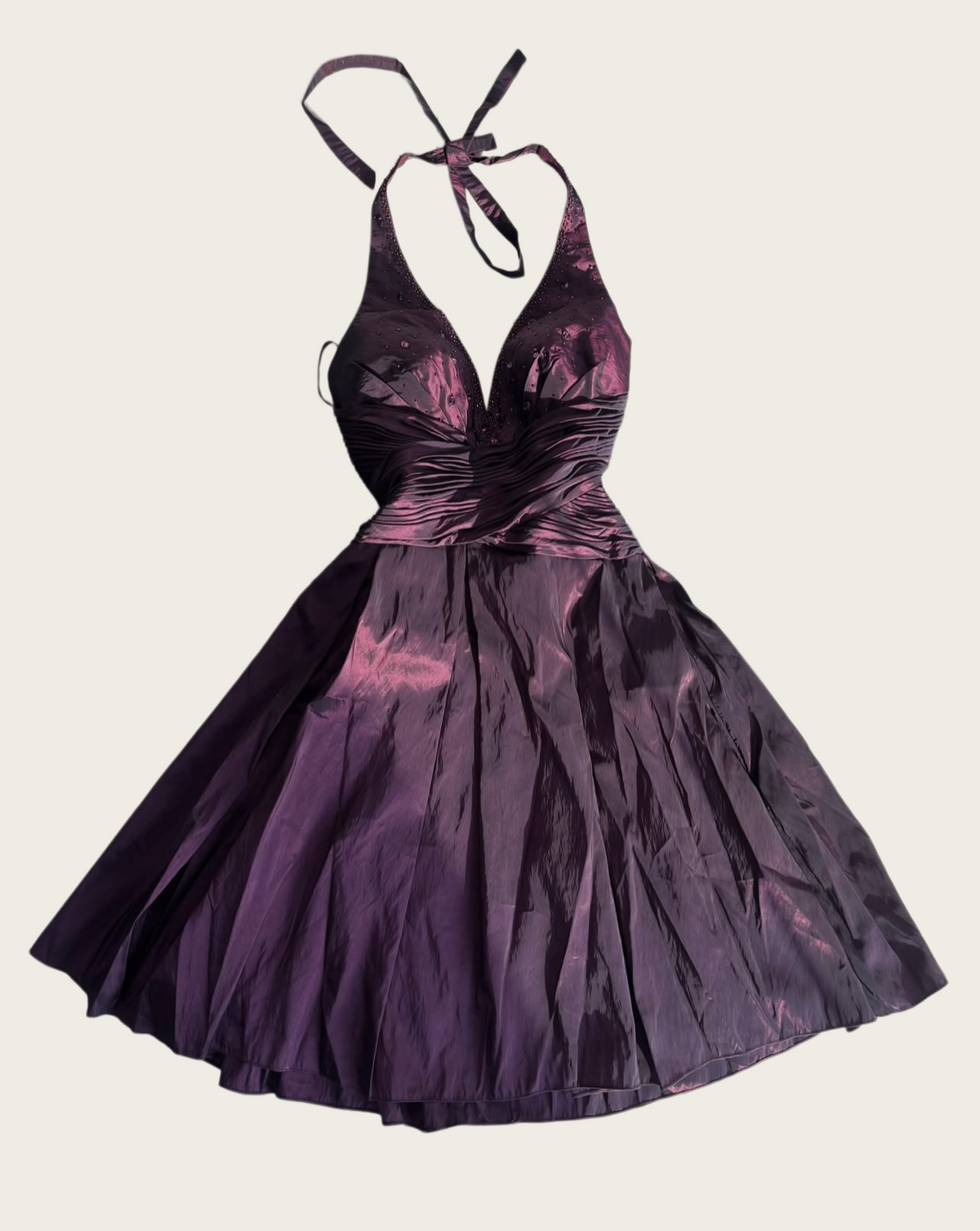 V-Neck Purple Taffeta Homecoming Dress Retro Birthday Dress