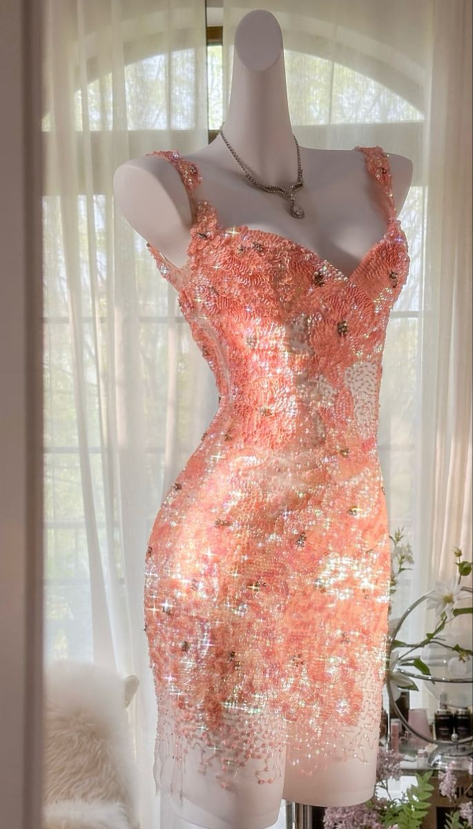 Glitter Orange Sequins Sheath Backless Homecoming Dress V-Neck Cocktail Dress - View 2 | FashionDia