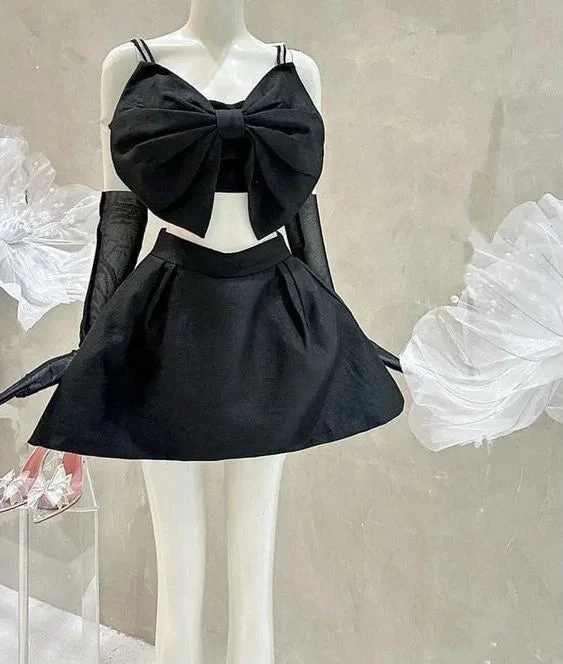 New Arrival Black Two Piece Homecoming Dress Black Party Dress (ZD12328)