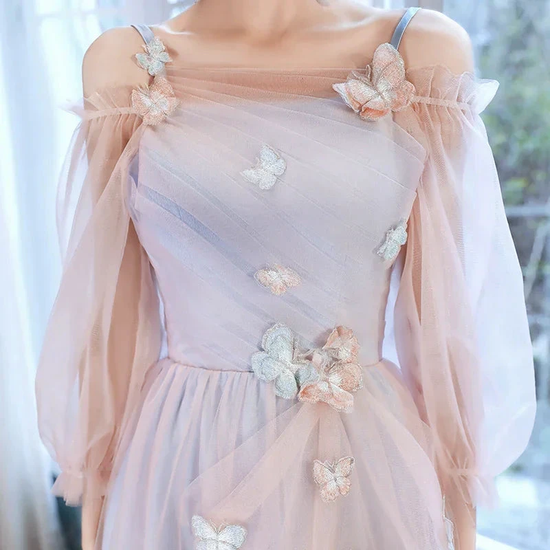 Adorable Pink And Blue Short Party Dress With Butterfly Cute Short Homecoming Dress (ZD11902)