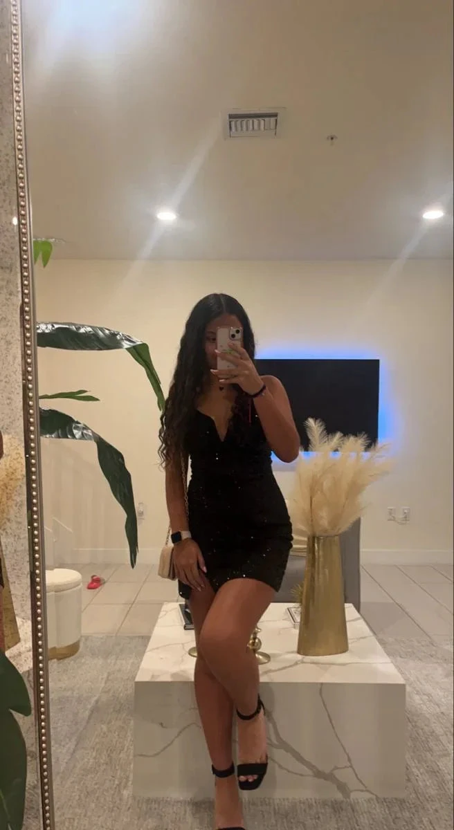 Sparkly Black Dress Sexy Black Homecoming Dress (ZD12633)
