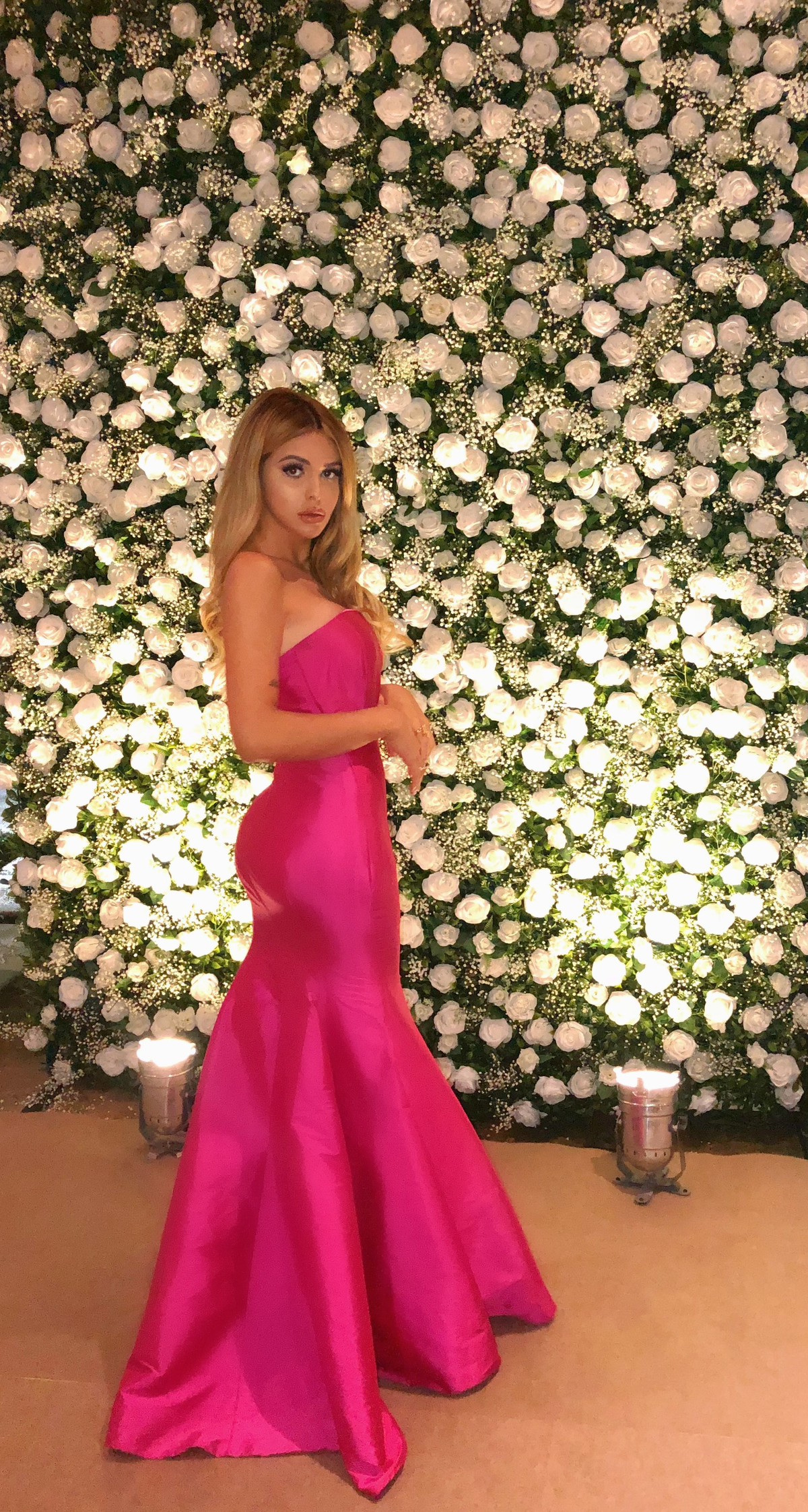 Elegant Strapless Mermaid Satin Evening Dress Hot Pink Evening Gown Y5183 - VelvetHem