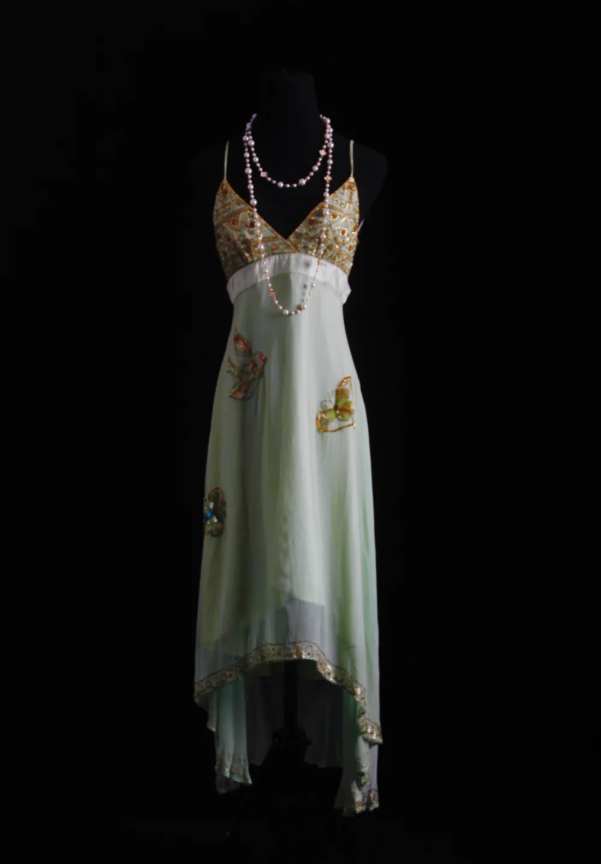 Classy Light Green Spaghetti Straps Chiffon Sequin Beaded Long Birthday Prom Dress Party Gown - FashionDia