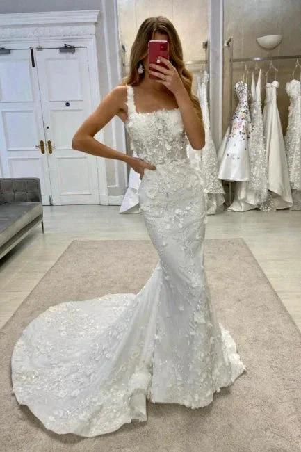 Vintage Long A-Line Lace Sleeveless Appliques Wedding Dresses with Detachable Train (ZD15632)