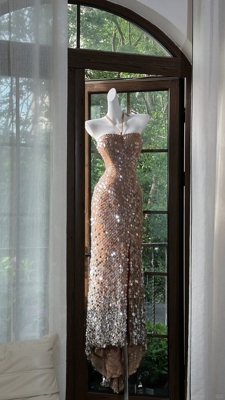 Gorgeous Halter Sequin Slit Mermaid Party Dress Long Evening Dress