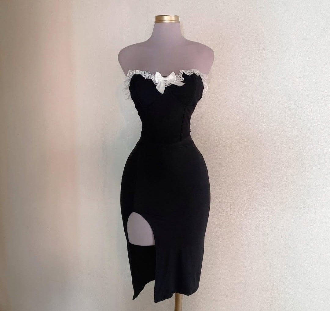 Sexy Sweetheart Neck Sheath Slit Cocktail Dress Black Short Graduation Homecoming Dress S765