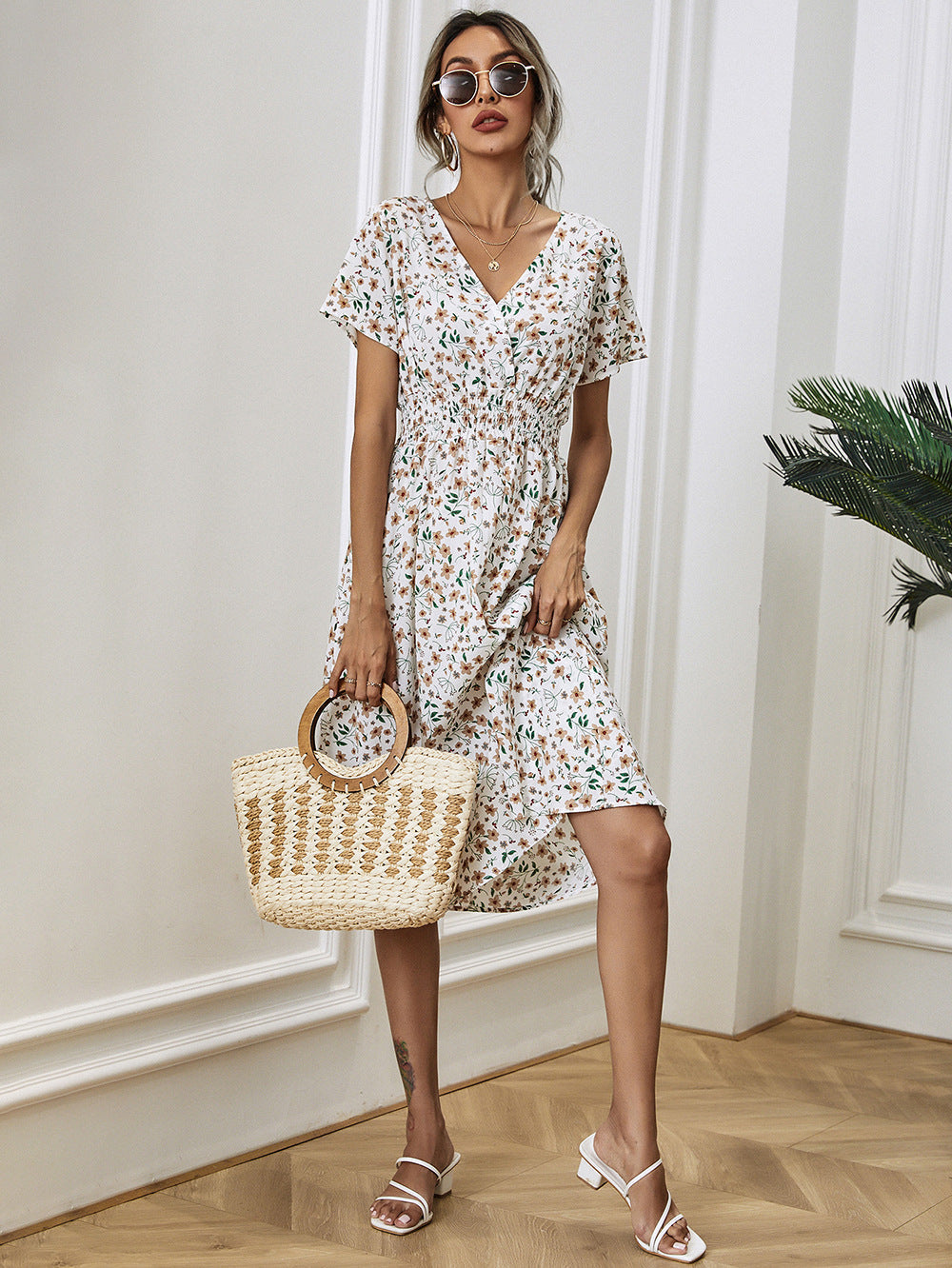 Bianca Elevated Summer Dress with Floral Print Occasion Wear