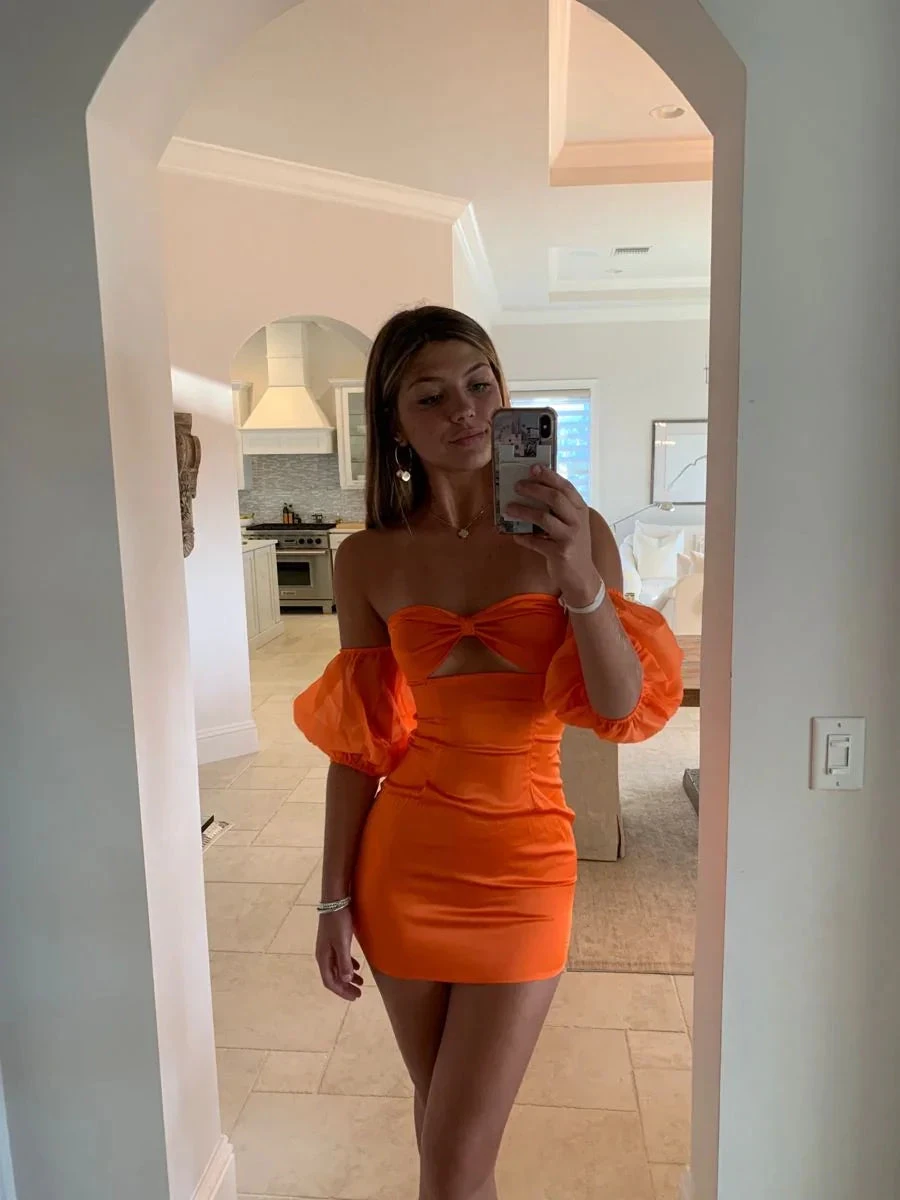 Sexy Orange Bodycon Dress Orange Homecoming Dress (ZD11737)