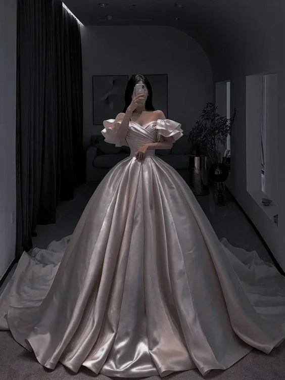 Off The Shoulder Satin Wedding Dress Stunning Wedding Dress Y276 by simplepromdress