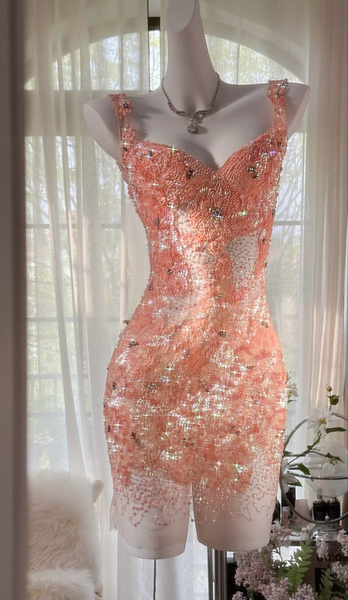 Glitter Orange Sequins Sheath Backless Homecoming Dress V-Neck Cocktail Dress - FashionDia