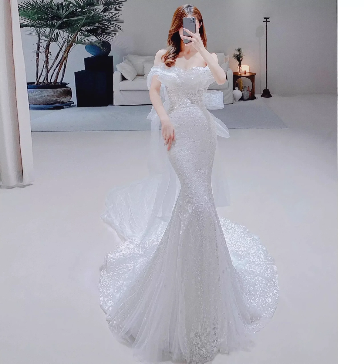 Glitter Mermaid Wedding Dress,Chic Bridal Dress ,Y2415 (ZD13632)