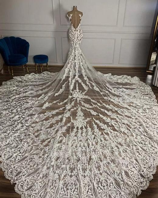 Luxury Mermaid Wedding Dress with Lace Appliques custom made (ZD17408)
