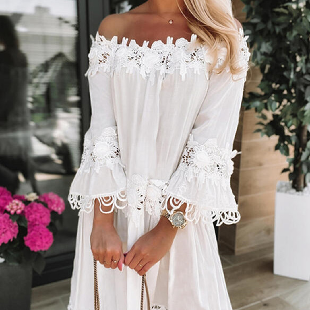 Natalia Stylish Off-the-shoulder Dress for Women Romantic Soft Style