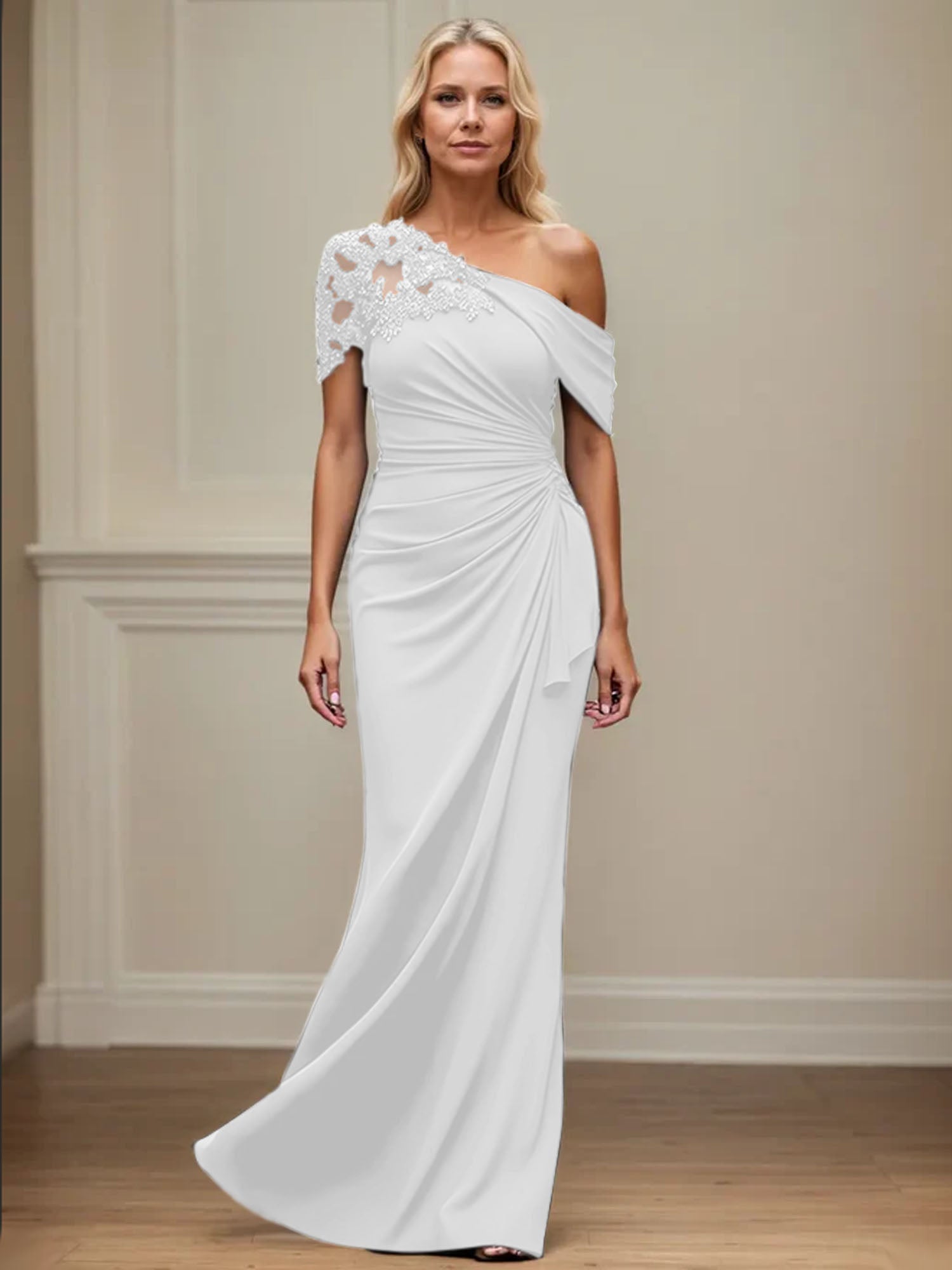 Trumpet/Mermaid Asymmetrical Mother of the Bride Dress with Appliques