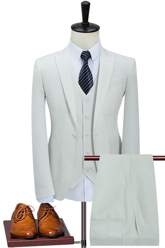 White Close Fitting Prom Suit