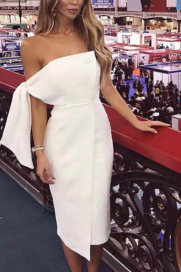 White Sexy Strapless Prom Dress - Fashionpara