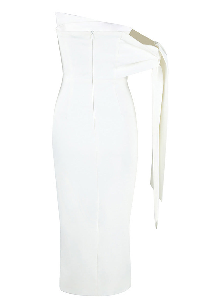 White Sexy Strapless Prom Dress - Fashionpara