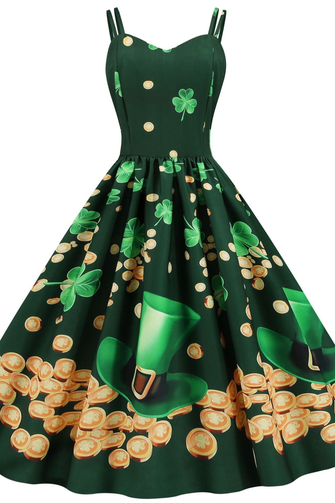 White And Black Polka Dot Sleeveless Swing Dress - Fashionpara