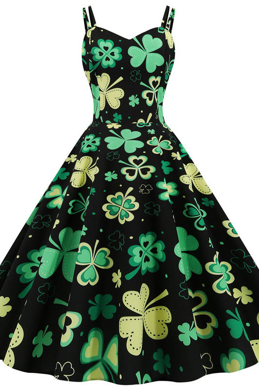 White And Black Polka Dot Sleeveless Swing Dress - Fashionpara