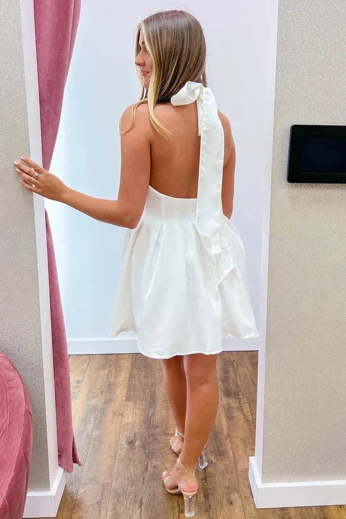 Halter Neck Homecoming Dress Low Back (ZD11685)
