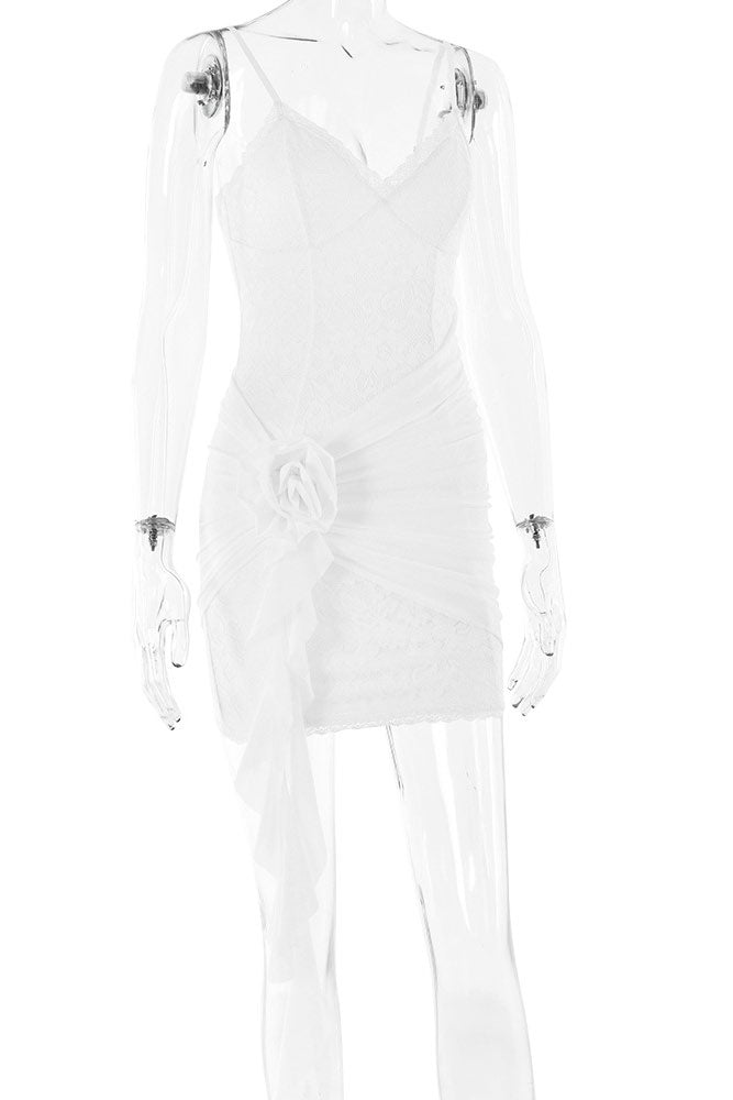 White Lace Mini Party Homecoming Dresses - Fashionpara