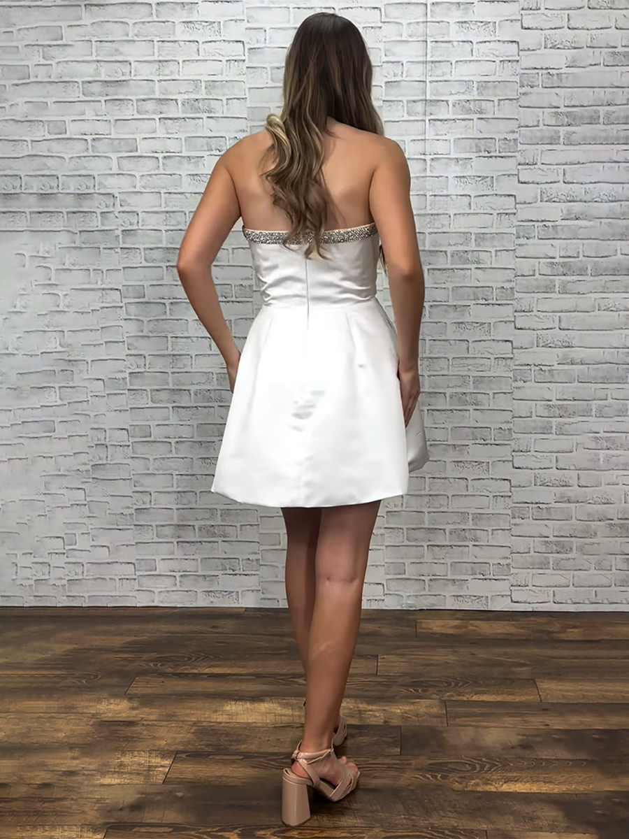A-Line Sweetheart Short Satin Homecoming Dress with Bows