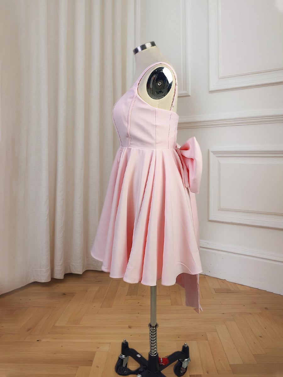 A Line Short Homecoming Dress with Back Bows