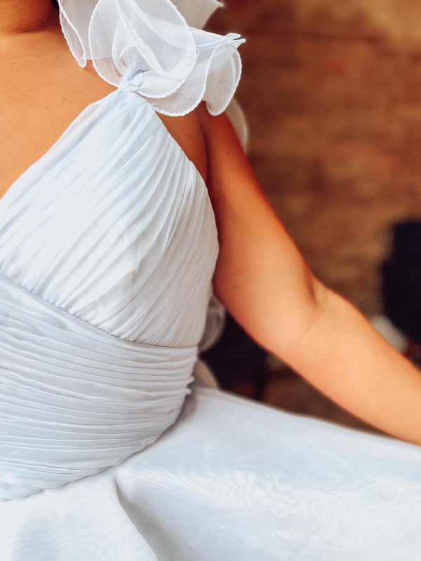 A Line Surplice Ruffles Straps Tulle Homecoming Dress