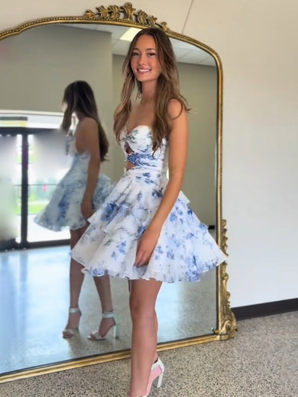 A-Line Empire Chiffon Sweetheart Sleeveless Homecoming Dress