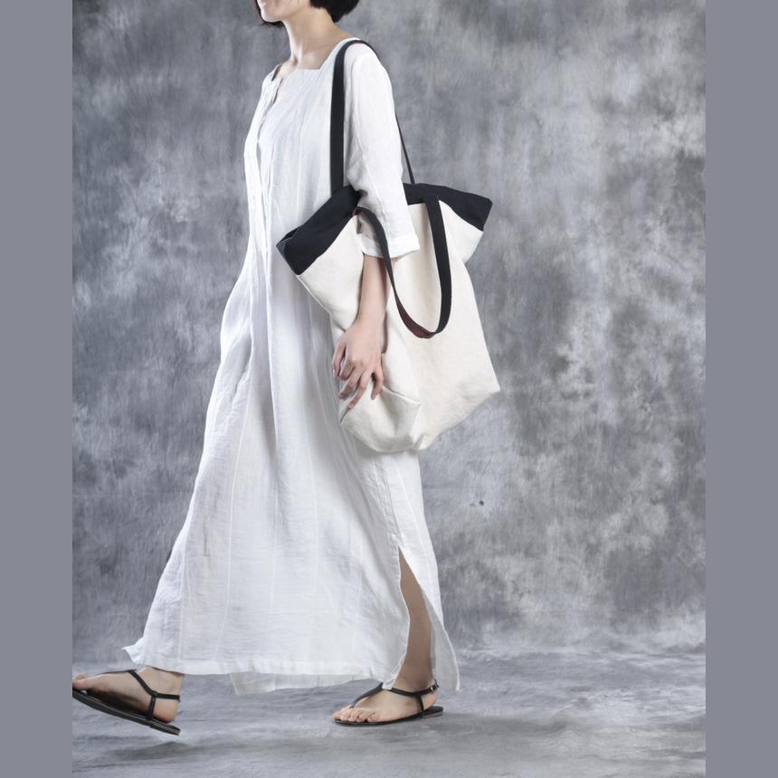 White Linen Dresses Oversize Maxi Dress Linen Caftans