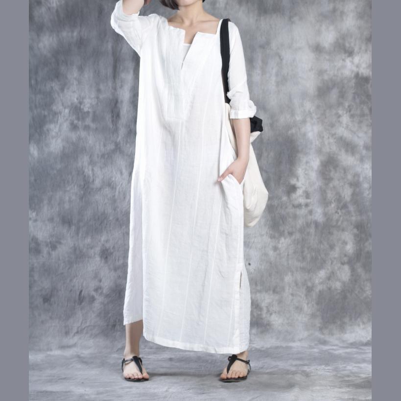 White Linen Dresses Oversize Maxi Dress Linen Caftans