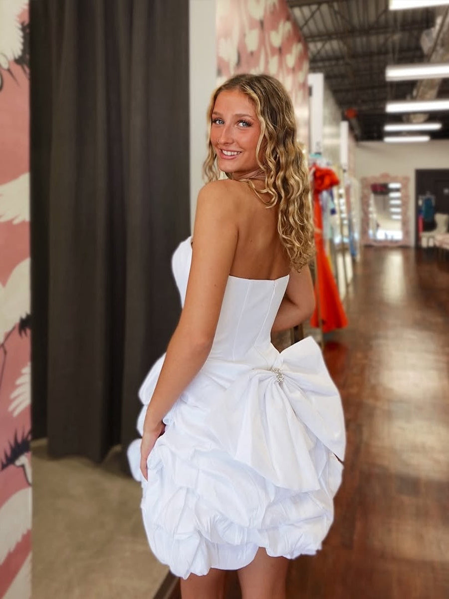 Sheath Strapless Short Homecoming Dress with Ruched