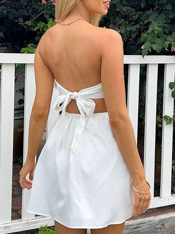 Strapless Short Homecoming Graduation Dress with Bow Back