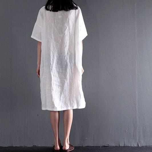 White city girl linen shift dresses plus size sundress summer maxi dresses