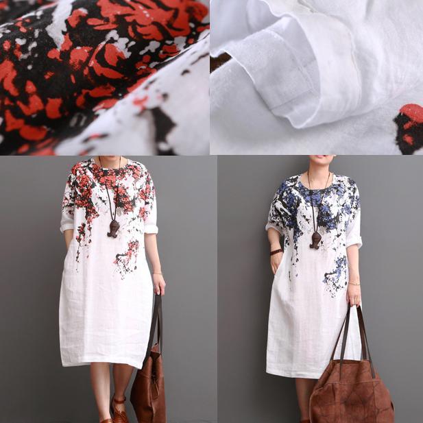 White Cotton Dress Floral Plus Size Dresses For Summer