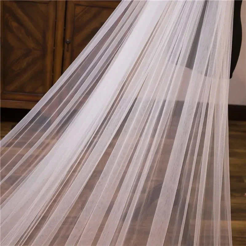 Wholesale white Ivory 3*3 Meter Cathedral wedding veils Lace Appliques Bridal veil (ZD14228)