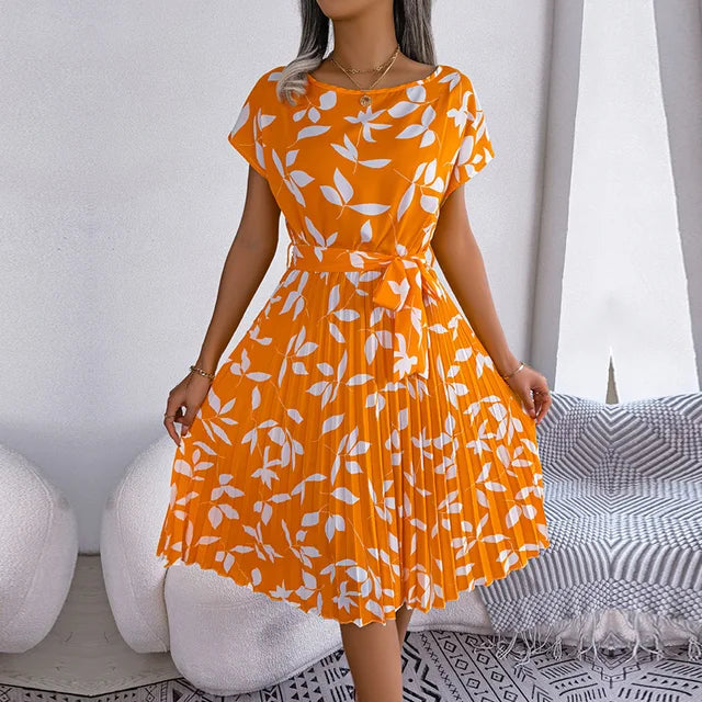 Constanza Summery Chiffon Dress with a Floral Pattern for Women