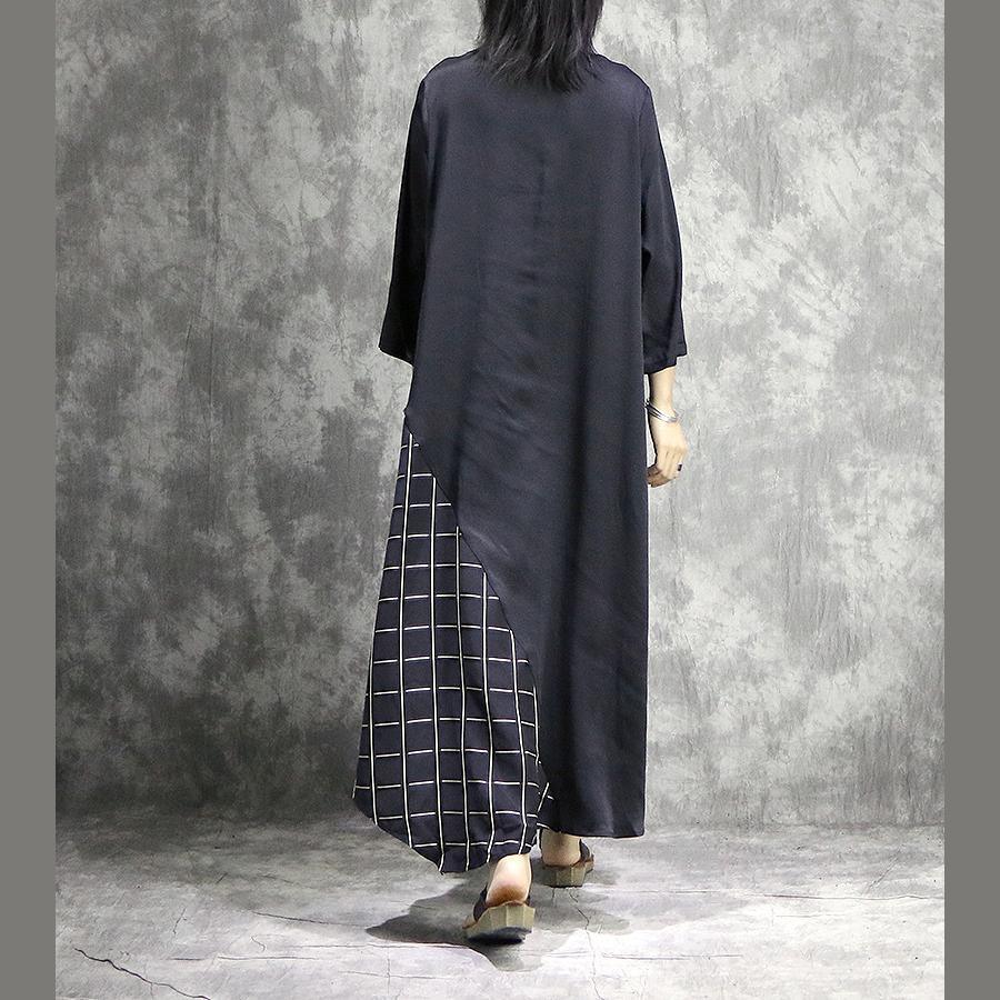Women patchwork silk clothes For Women Fun Work black Maxi Dresses summer