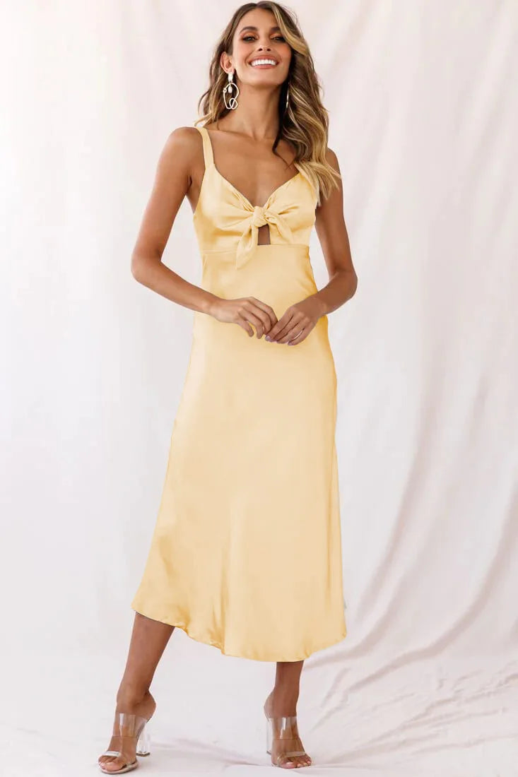 Pink Lace Satin Slim Midi Dress - View 8 | VelvetHem