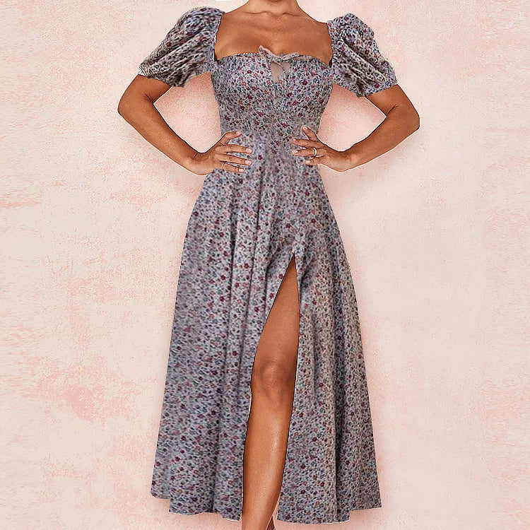 Floral Spring French Backless Slimfit Halter Trending Midi Dresses