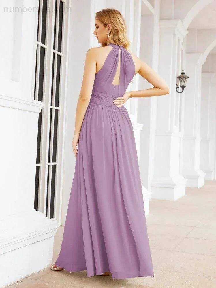 ZapDress Halter Sleeveless Bridesmaid Dresses Long for Party Wedding Evening 28054 (ZD17038)
